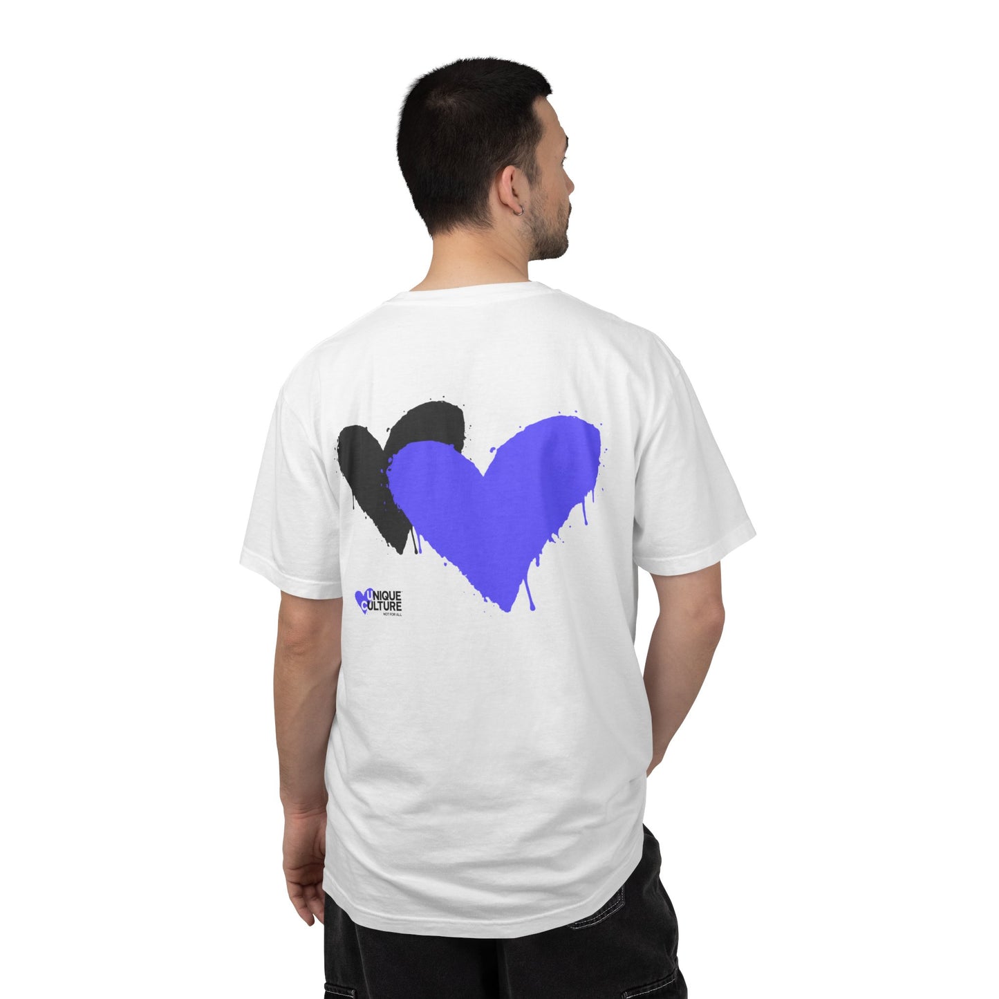 T-shirt blanc streetwear "Black & Blue Heart"