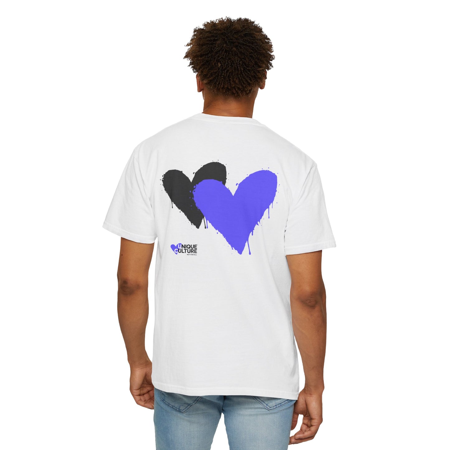 T-shirt blanc streetwear "Black & Blue Heart"