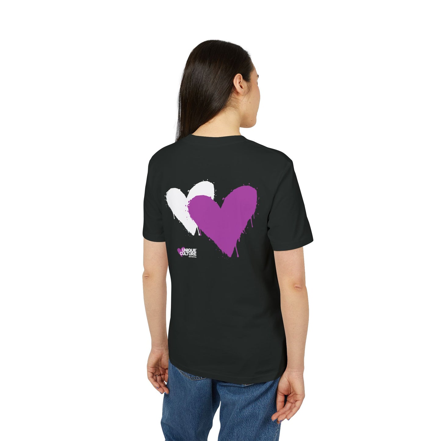 T-shirt noir streetwear "White & Pink Heart"